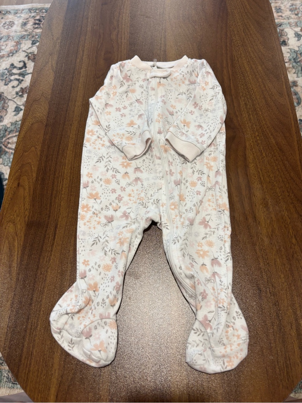 chick pea Cream Floral Footed One-Piece Sleeper